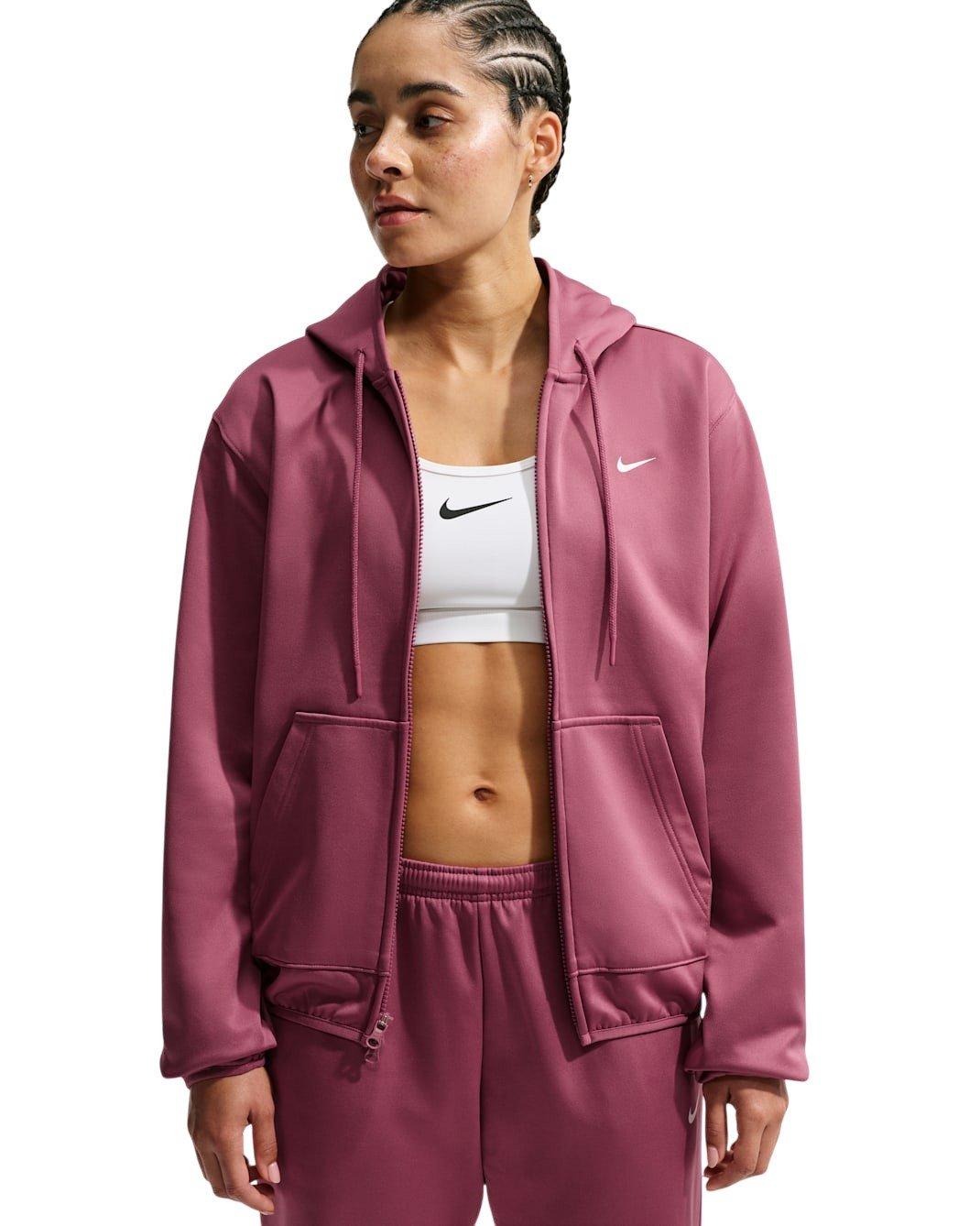 Nike Women's Studio Fleece Sport Therma-FIT Full-Zip Hooded Jacket - Pink - PINK